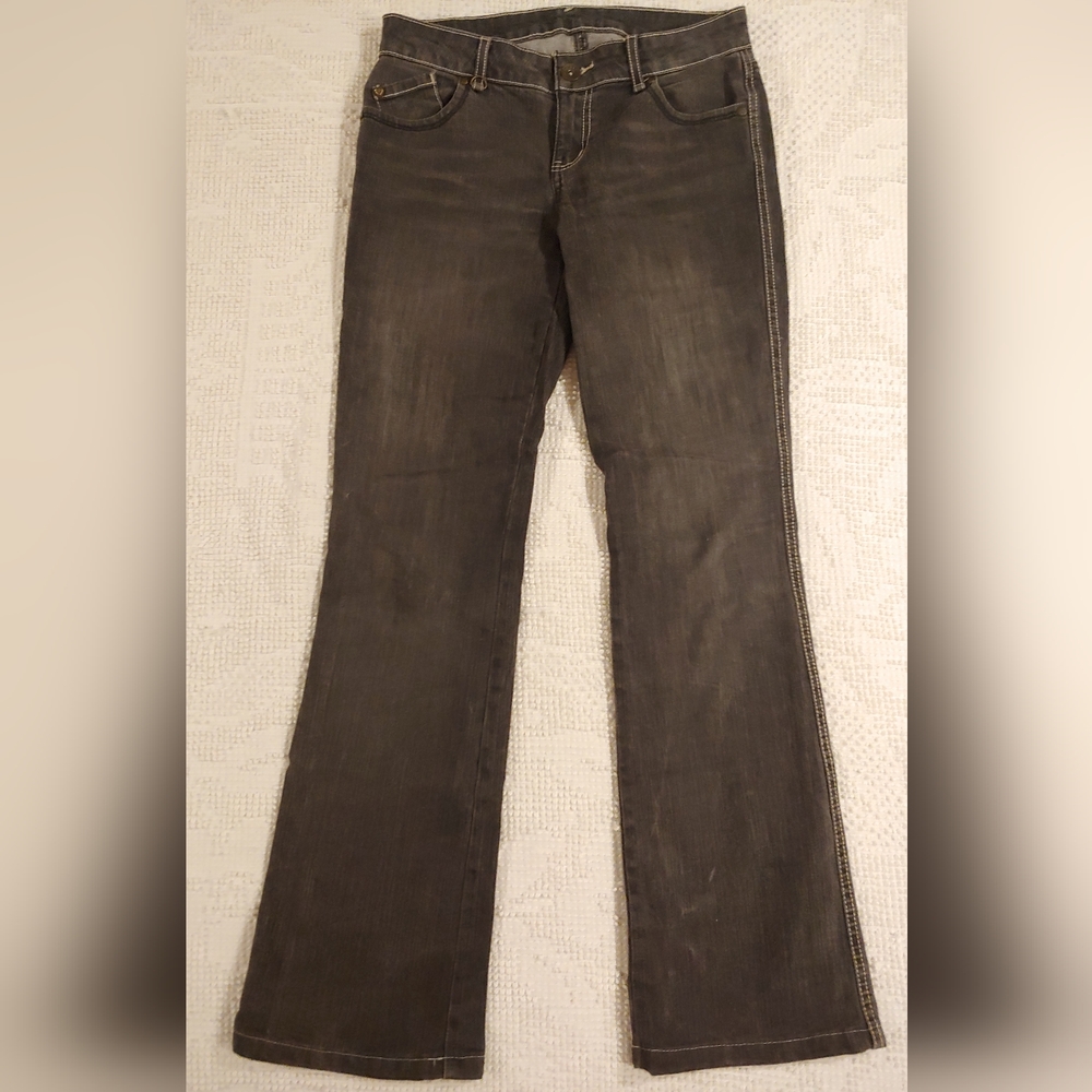 Junior's size 7 L.e.i. Ashley Trouble Distressed Black Jeans